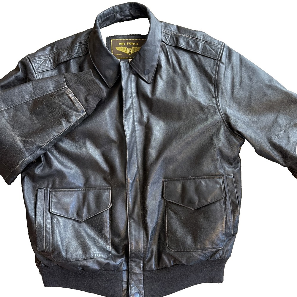 Vintage Landing Leathers A2 Flight Jacket Mens Large Tall LT Brown Distressed